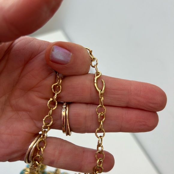 Goldtone costume turquoise statement necklace - Picture 3 of 7